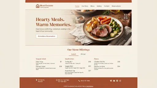 Hearthstone Kitchen website concept